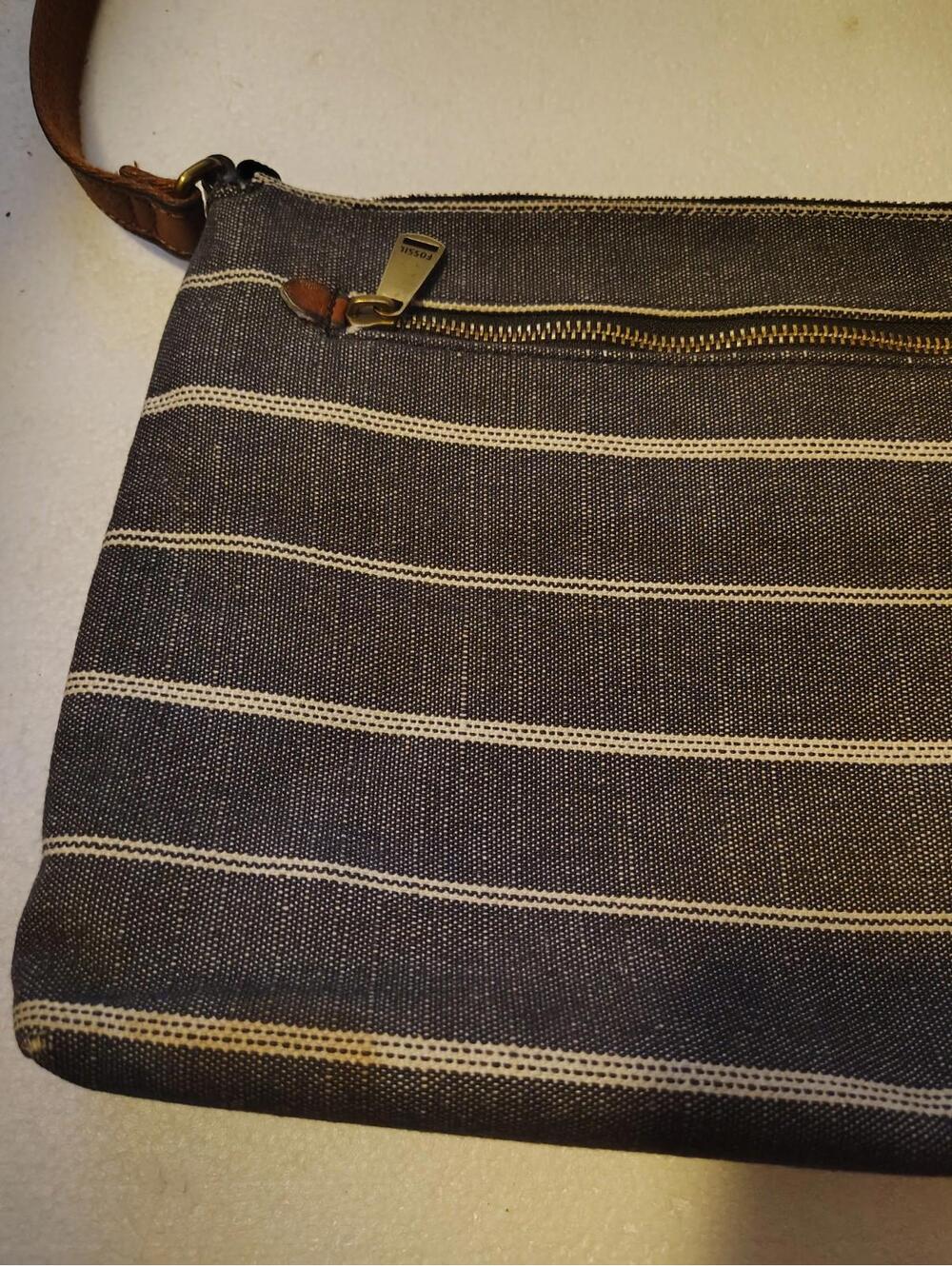 FOSSIL Kinley bohemian gray stripes Crossbody Bag womens - Picture 8 of 11